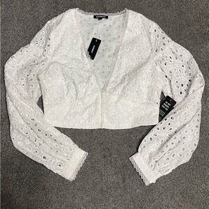 Express White Eyelet Lace Top
